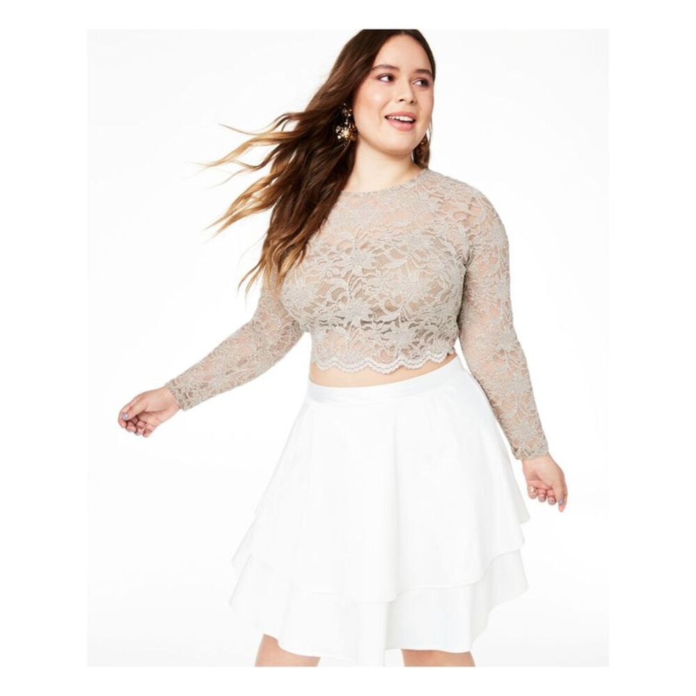 CITY STUDIO Womens Beige Above The Knee Evening Skirt Plus Size: 20W - Picture 3 of 4